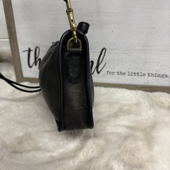 Vintage Coach Leather Basic Bag Purse Black Double Strap Made in USA 021-9003 - Picture 3 of 14
